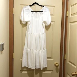 White wrinkle free midi dress. Never worn.